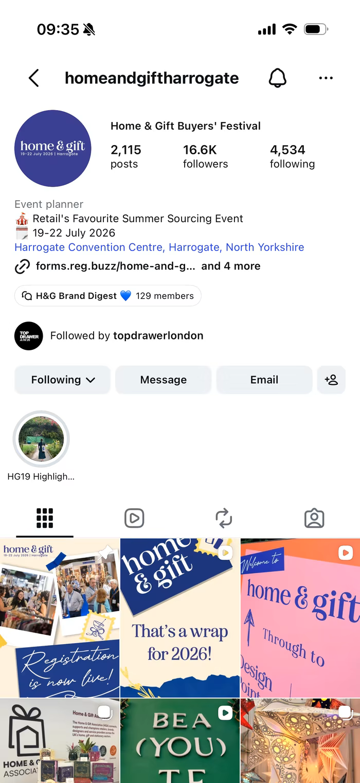 Home & Gift Instagram profile